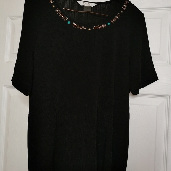 Black Tanjay top with design beading - Picture 2 of 9